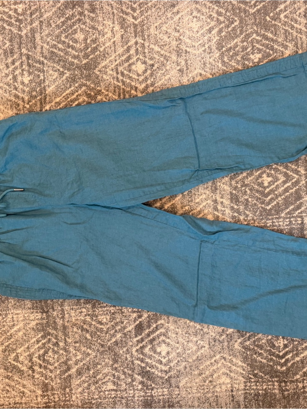 Quince Linen Teal Drawstring Wide-Leg Pants - inseam 30 - Picture 5 of 6